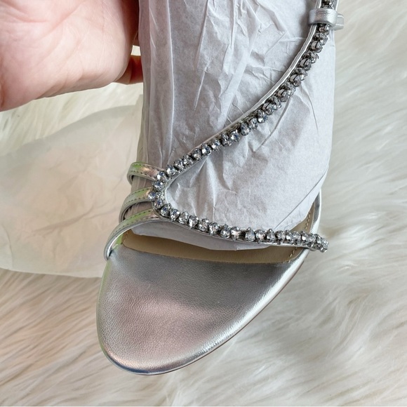 Sam Edelman Granger Silver Ankle Strap Rhinestone Stiletto Heel Sandal NIB - Picture 9 of 16